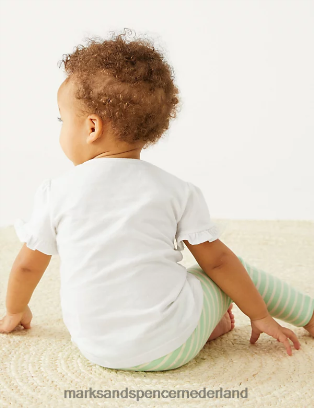 Marks & Spencer Baby T-shirt van puur katoen met ruches wit kleding N8VZP7992