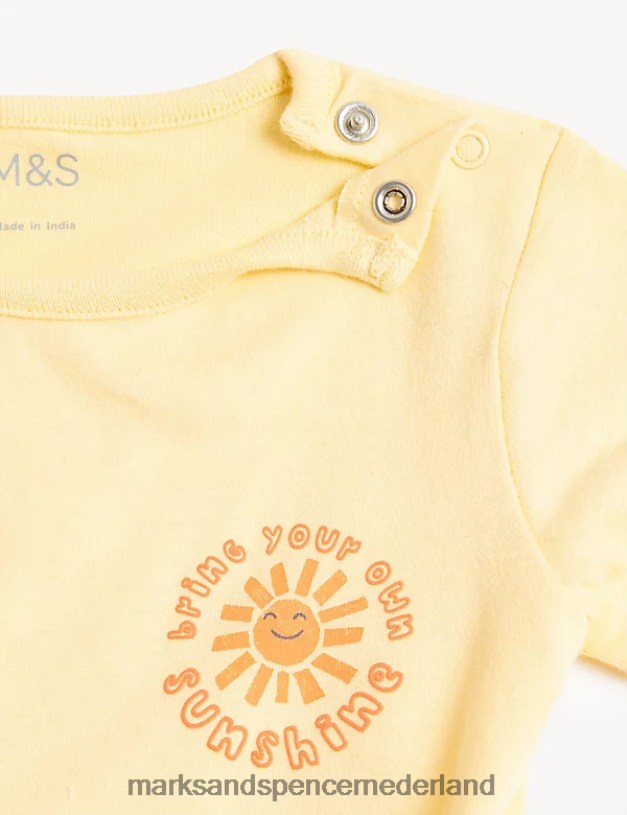 Marks & Spencer Baby T-shirt van puur katoen met zonneschijnslogan geel kleding N8VZP7434