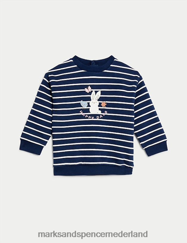 Marks & Spencer Baby katoenrijk gestreept sweatshirt marine mix kleding N8VZP7689