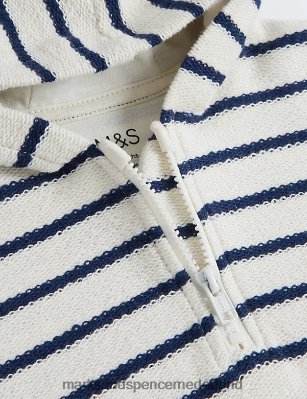 Marks & Spencer Baby katoenrijke gestreepte trui met capuchon multi kleding N8VZP7297