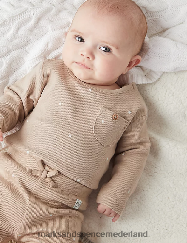 Marks & Spencer Baby katoenrijke top met stippen biscuit kleding N8VZP7489