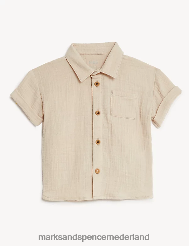 Marks & Spencer Baby overhemd van puur katoen steen kleding N8VZP7745