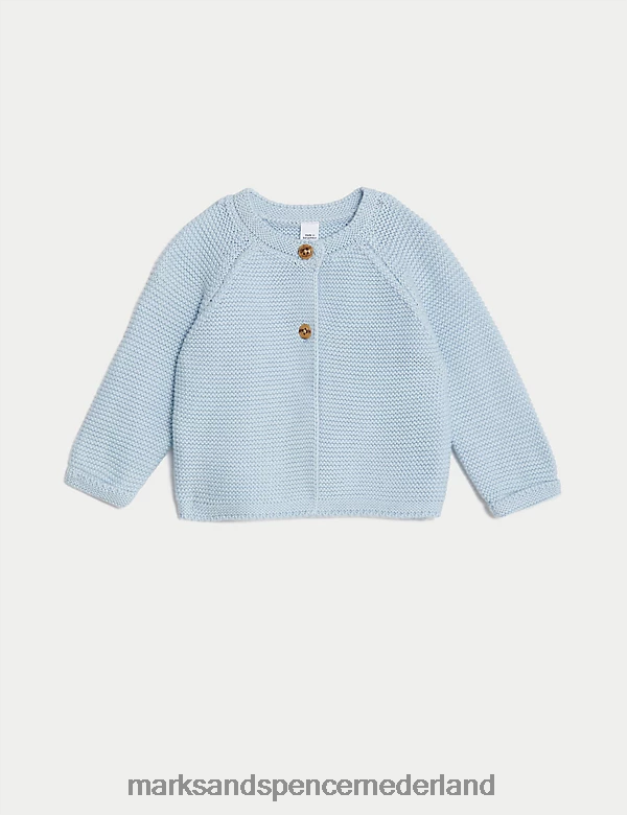 Marks & Spencer Baby puur katoenen gebreid vest ijsblauw kleding N8VZP7582