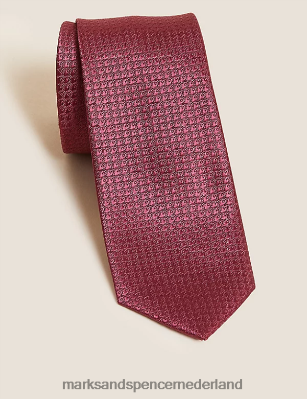 Marks & Spencer Heren magere geometrische stropdas bordeaux accessoires N8VZP5839
