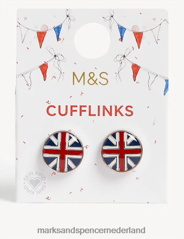 Marks & Spencer Heren Union Jack-manchetknopen zilver mix accessoires N8VZP5142
