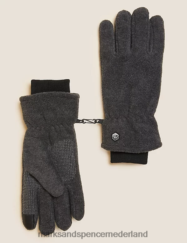 Marks & Spencer Heren fleece handschoenen houtskool accessoires N8VZP6341