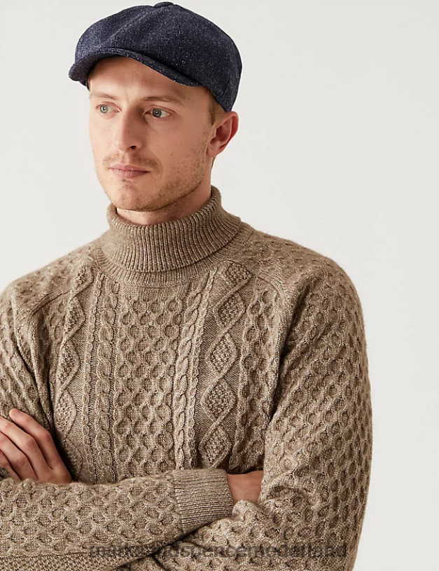 Marks & Spencer Heren getextureerde bakkershoed donkerblauw accessoires N8VZP5198