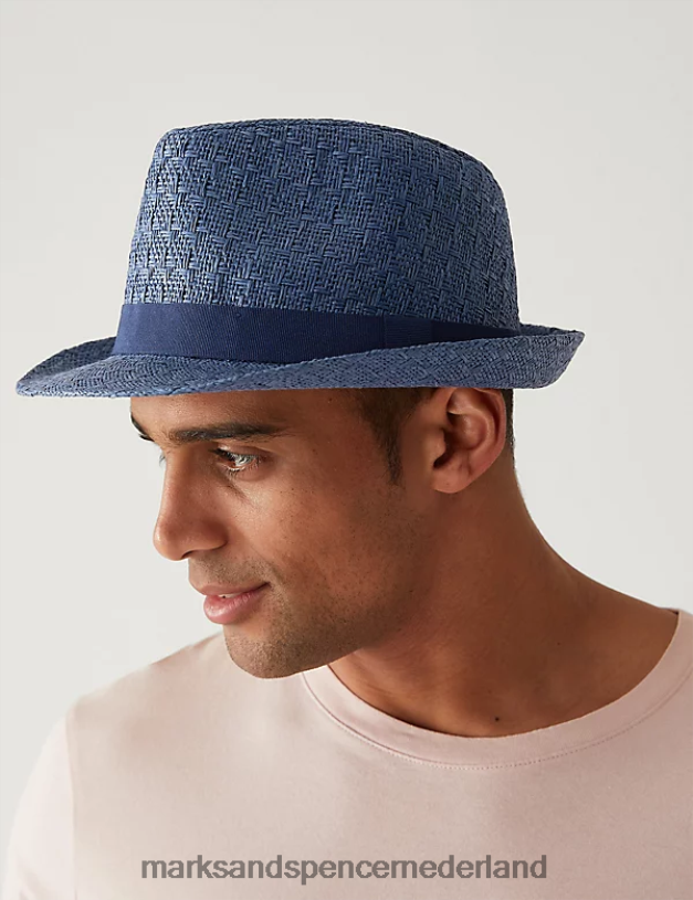 Marks & Spencer Heren getextureerde trilby donker marine accessoires N8VZP5646