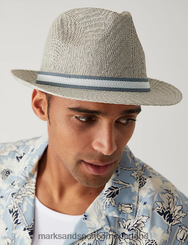 Marks & Spencer Heren getextureerde trilby grijs accessoires N8VZP6037