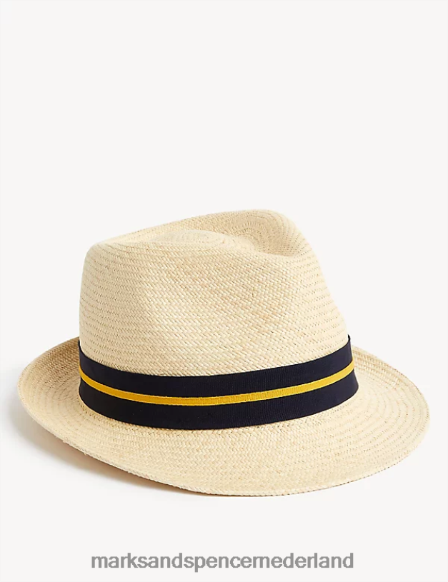 Marks & Spencer Heren panama trilby van stro natuurlijk accessoires N8VZP6389
