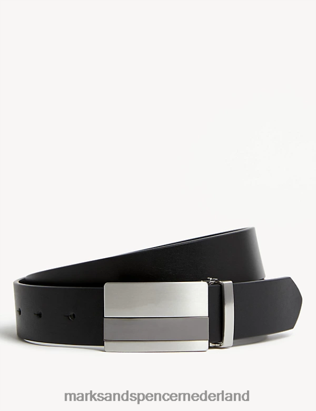 Marks & Spencer Heren Italiaanse leren riem cadeauset zwarte mix accessoires N8VZP7007