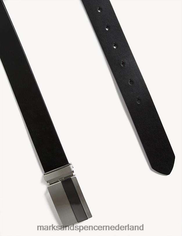 Marks & Spencer Heren Italiaanse leren riem cadeauset zwarte mix accessoires N8VZP7007