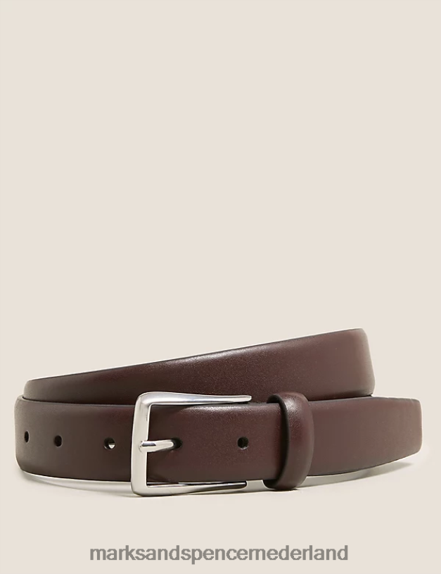 Marks & Spencer Heren Rechthoekige gesp slimme riem donker bruin accessoires N8VZP7514