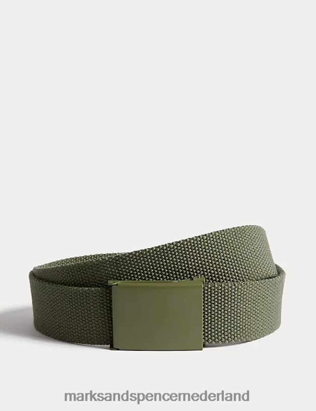 Marks & Spencer Heren getextureerde riem khaki accessoires N8VZP5420