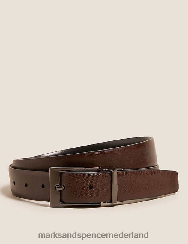 Marks & Spencer Heren leren omkeerbare riem zwart bruin accessoires N8VZP6408