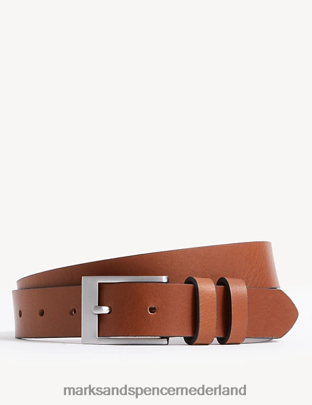 Marks & Spencer Heren leren riem bruinen accessoires N8VZP6038