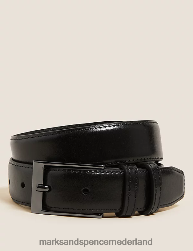 Marks & Spencer Heren leren slimme riem zwart accessoires N8VZP6826