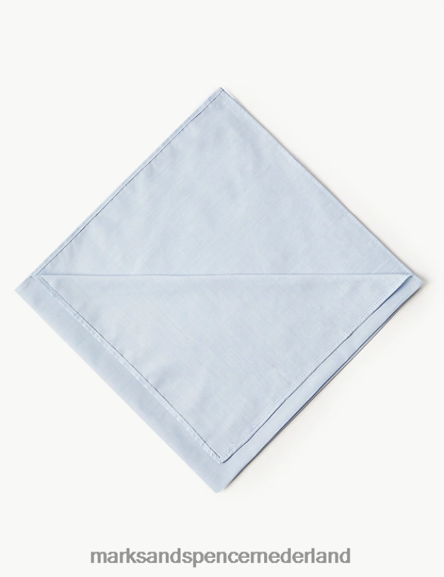 Marks & Spencer Heren 7 stuks antibacteriële zakdoeken van puur katoen met gezuiverde afwerking blauw mengsel accessoires N8VZP5967