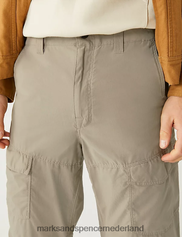 Marks & Spencer Heren Regular-fit trekking-cargobroek met ritssluiting steen kleding N8VZP7480