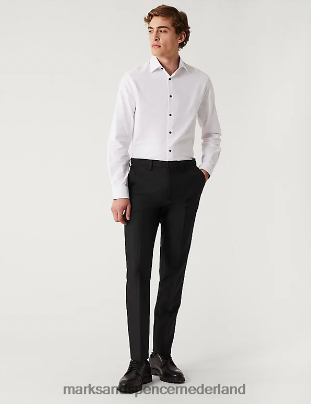 Marks & Spencer Heren Slim fit broek met actieve taille zwart kleding N8VZP5546