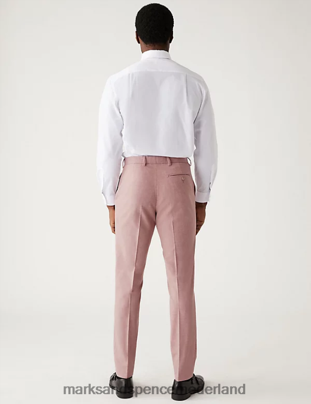 Marks & Spencer Heren Slim fit gemêleerde stretch pantalon roze kleding N8VZP5023