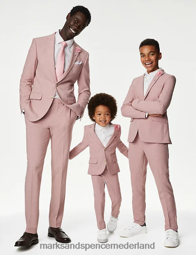 Marks & Spencer Heren Slim fit gemêleerde stretch pantalon roze kleding N8VZP5023