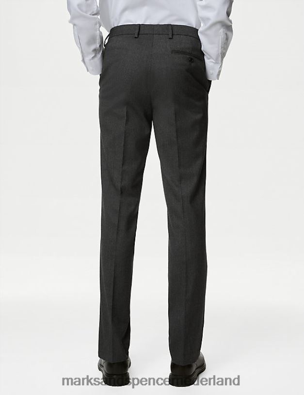 Marks & Spencer Heren Slim-fit stretchbroek met platte voorkant grijs kleding N8VZP6796