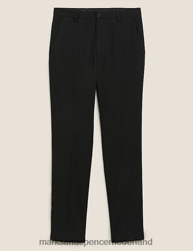 Marks & Spencer Heren Slim-fit stretchbroek met platte voorkant zwart kleding N8VZP5534