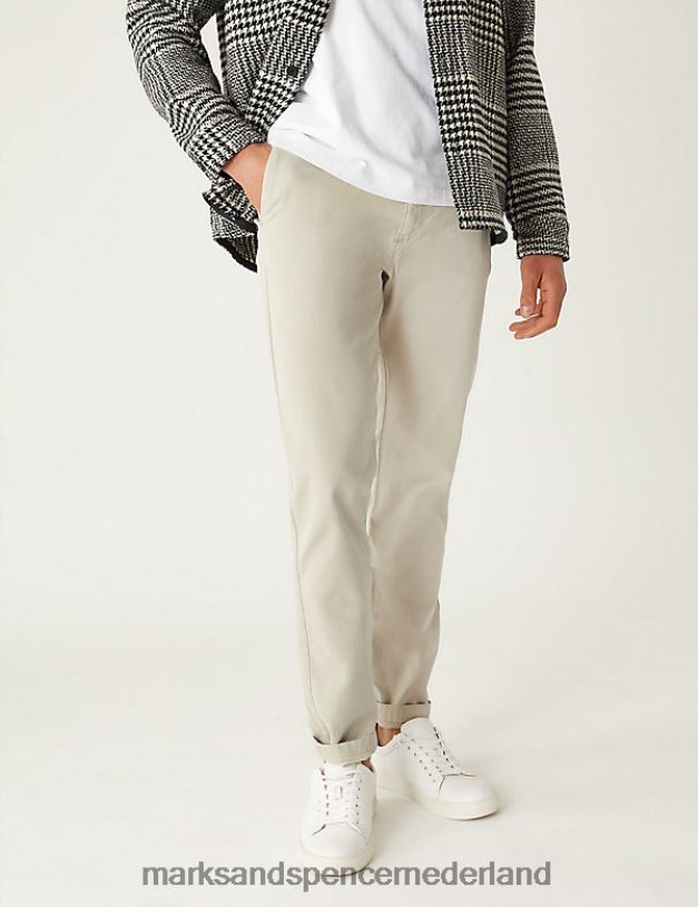 Marks & Spencer Heren Slim-fit stretchbroek met textuur ecru kleding N8VZP5936