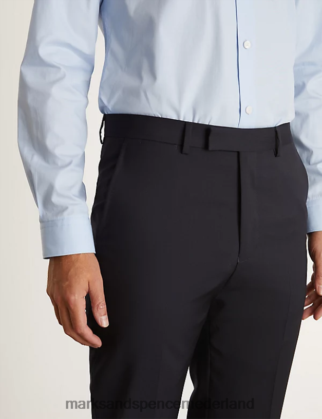 Marks & Spencer Heren Slim-fit super 100s broek van puur wol medium marine kleding N8VZP6749