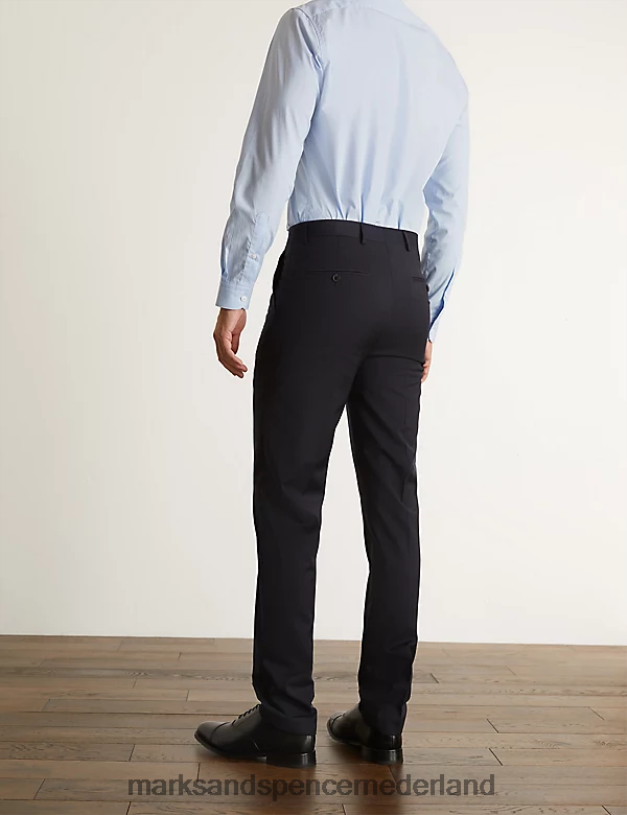 Marks & Spencer Heren Slim-fit super 100s broek van puur wol medium marine kleding N8VZP6749