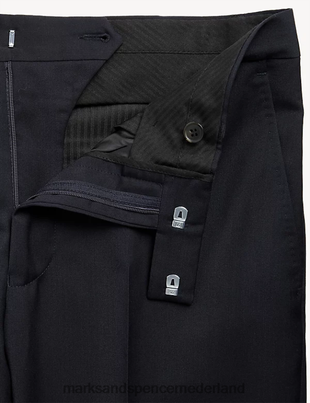 Marks & Spencer Heren Slim-fit super 100s broek van puur wol medium marine kleding N8VZP6749