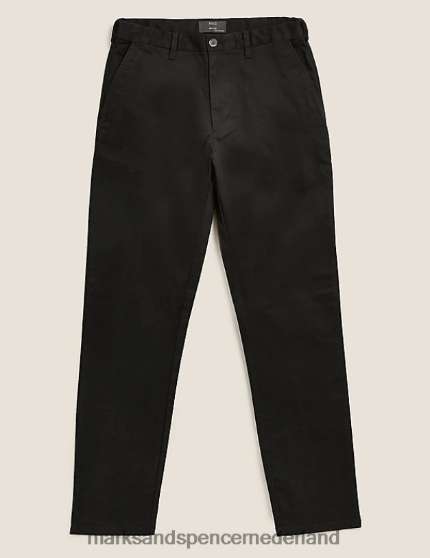 Marks & Spencer Heren grote en lange stretchchino met normale pasvorm zwarte mix kleding N8VZP7304