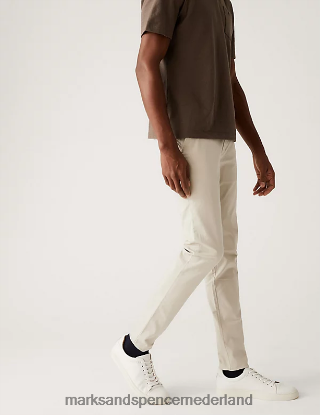Marks & Spencer Heren skinny-fit stretchchino beige kleding N8VZP5315