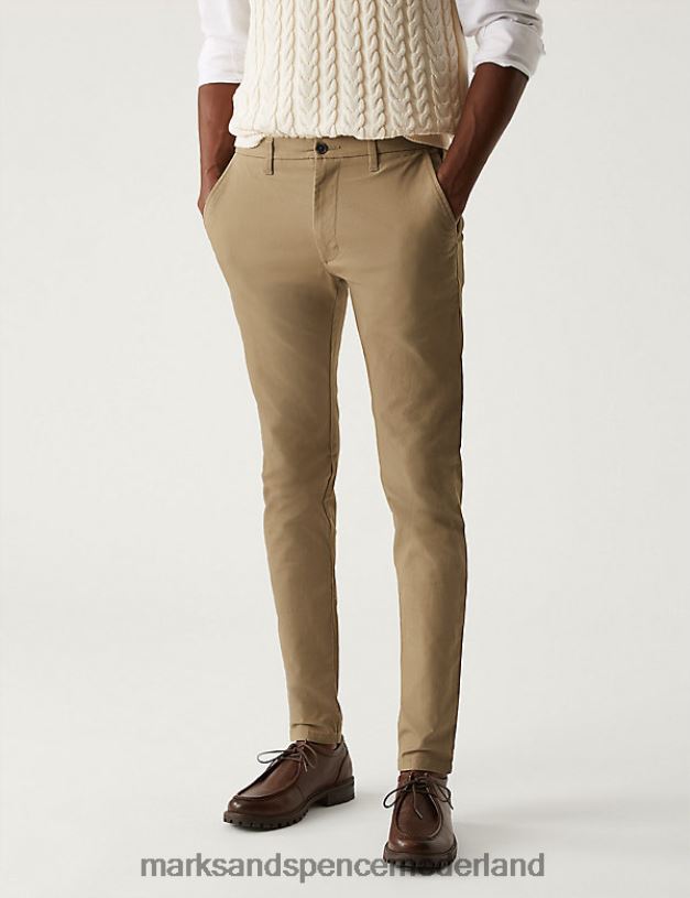 Marks & Spencer Heren skinny-fit stretchchino donkere steen kleding N8VZP5314