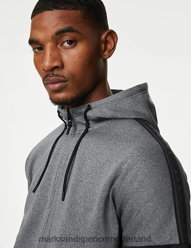 Marks & Spencer Heren Hoodie met ritssluiting grijze mix kleding N8VZP5602