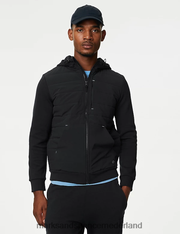 Marks & Spencer Heren go easy gewatteerde hoodie zwart kleding N8VZP6420