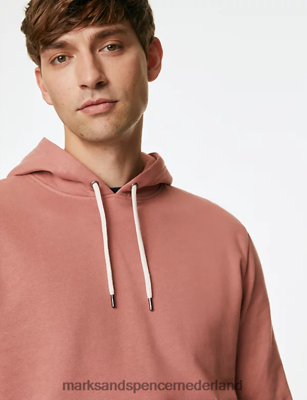 Marks & Spencer Heren hoodie van puur katoen antieke roos kleding N8VZP6274