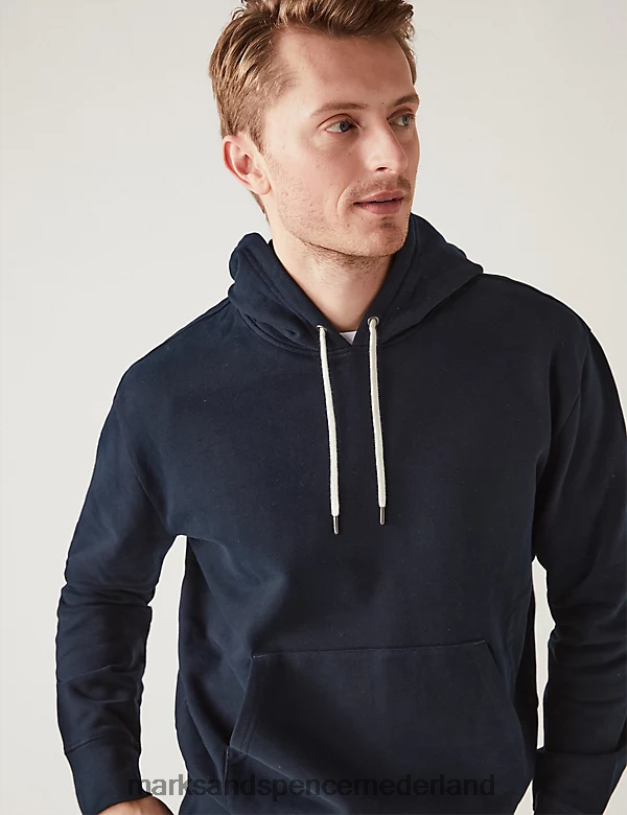 Marks & Spencer Heren hoodie van puur katoen donker marine kleding N8VZP6271