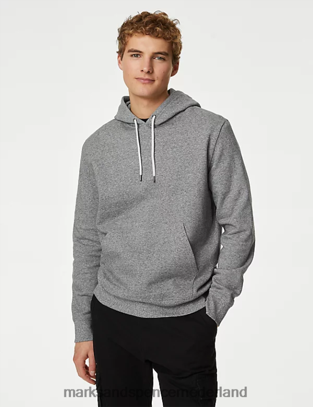 Marks & Spencer Heren hoodie van puur katoen grijs kleding N8VZP6272