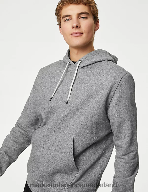 Marks & Spencer Heren hoodie van puur katoen grijs kleding N8VZP6272
