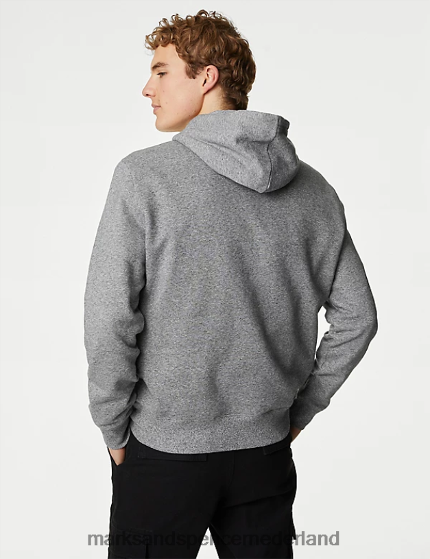 Marks & Spencer Heren hoodie van puur katoen grijs kleding N8VZP6272