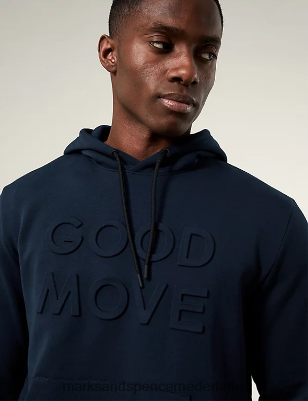 Marks & Spencer Heren katoenrijke grafische hoodie marine kleding N8VZP5348