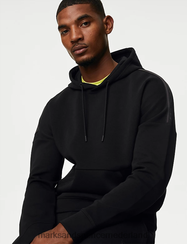 Marks & Spencer Heren katoenrijke hoodie met lange mouwen zwart kleding N8VZP6612