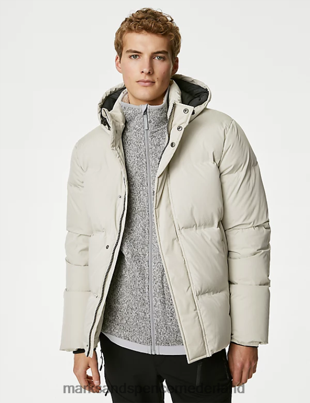 Marks & Spencer Heren Gewatteerd jack van veren en dons met stormkleding steen kleding N8VZP6072