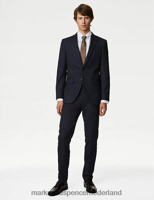 Marks & Spencer Heren Slim-fit colbert met stretch en structuur marine kleding N8VZP6539