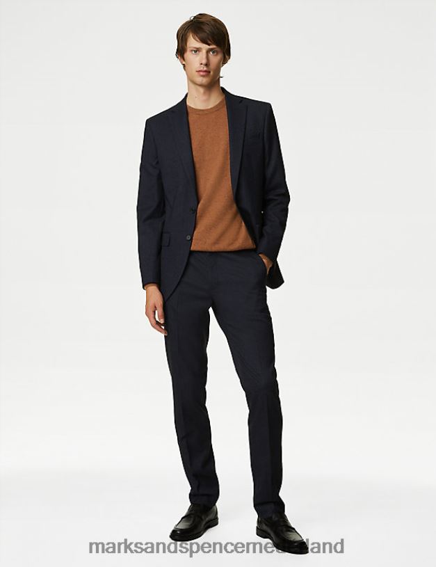 Marks & Spencer Heren Slim-fit colbert met stretch en structuur marine kleding N8VZP6539