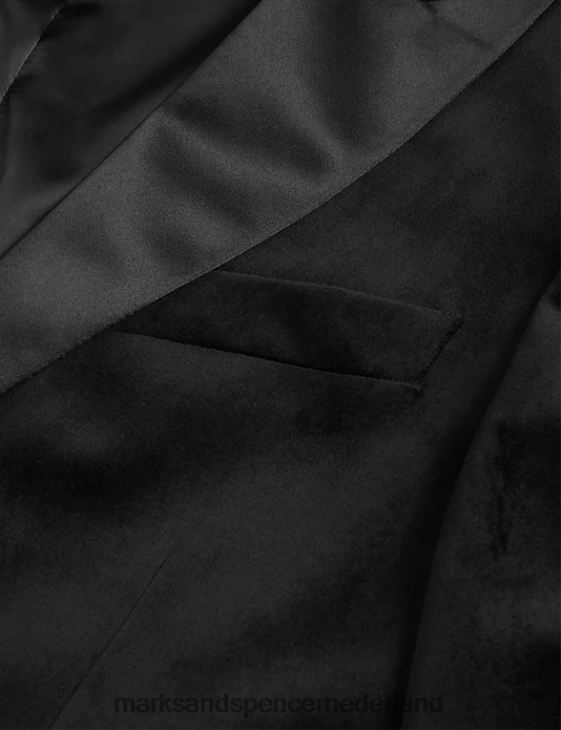 Marks & Spencer Heren Slim-fit fluwelen jasje met piekrevers zwart kleding N8VZP6977