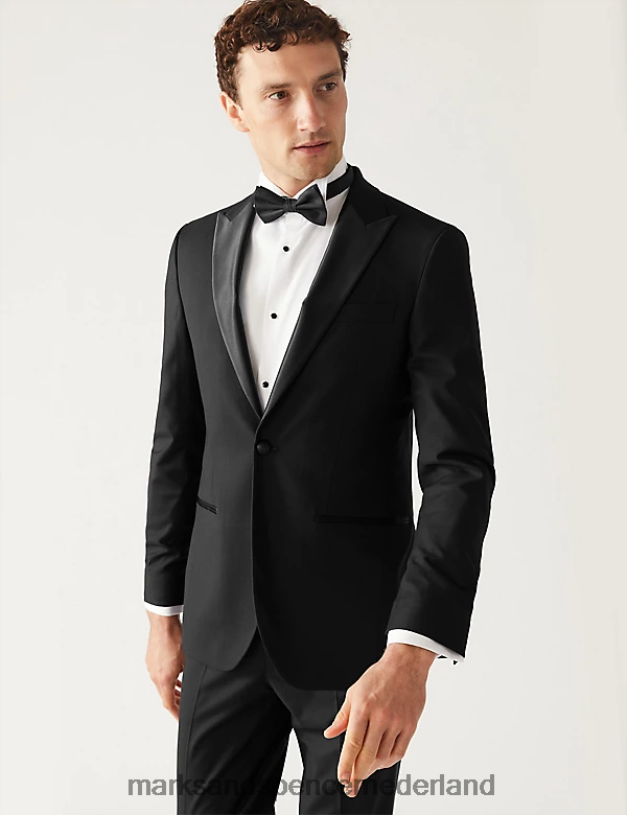 Marks & Spencer Heren Slim-fit stretch smokingjasje zwart kleding N8VZP4783