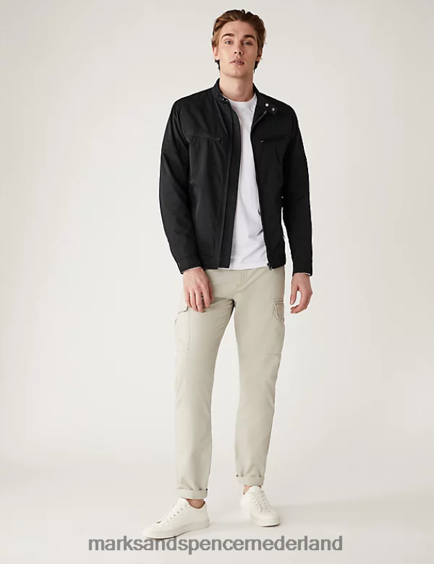 Marks & Spencer Heren bikerjack met stormkleding zwart kleding N8VZP6613
